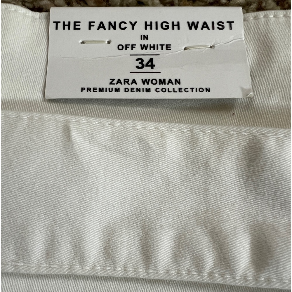 Zara Off White The Fancy Slim Fit High Waist Casual Pants Size: 2 NEW - Picture 9 of 13
